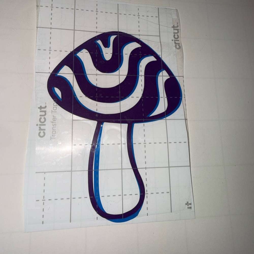 Blue and White Mushroom Decal